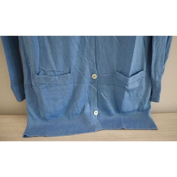 MARIGOT Women's Sz M Summer Blue Silk & Cashmere Classic Cardigan Sweater $389 - Picture 4 of 7